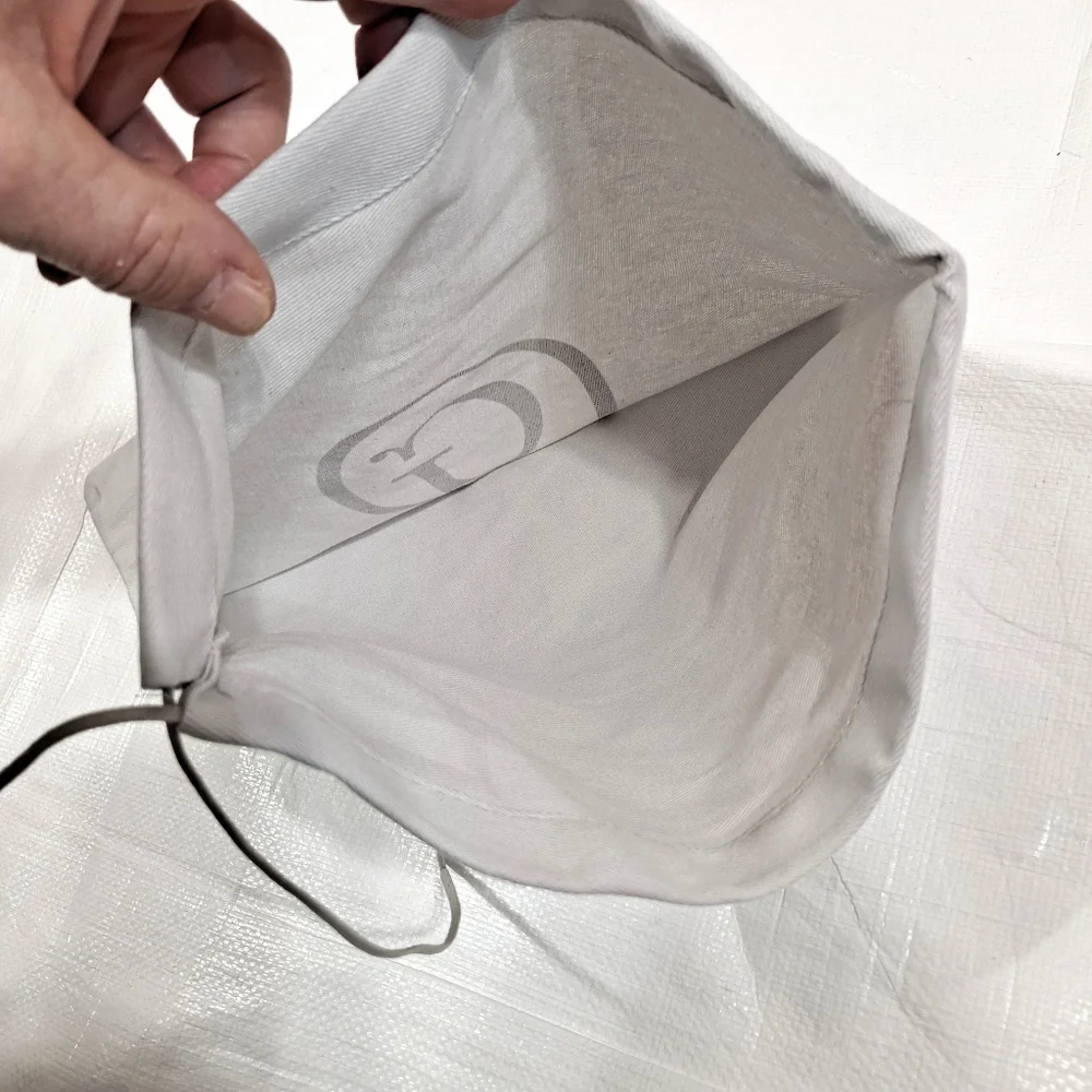 M. Gemi Grey Cream Cotton Drawstring Dust Cover Bag